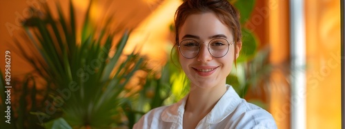 Joyful Young Therapist Engaged in Uplifting Counseling Session photo