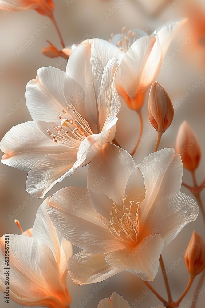 Cluster of White Flowers With Orange Centers
