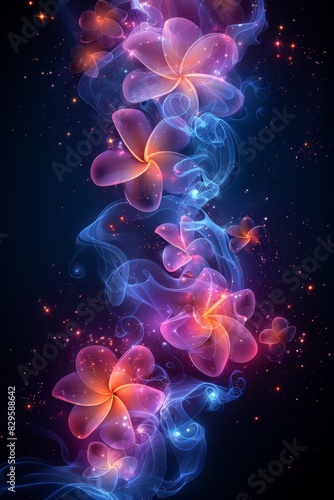 Blue and Purple Background With Flowers
