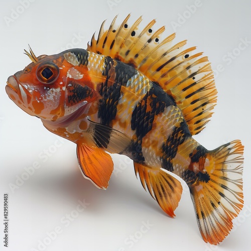 Digital image of peacock gudgeon fish isolaled on white background  photo