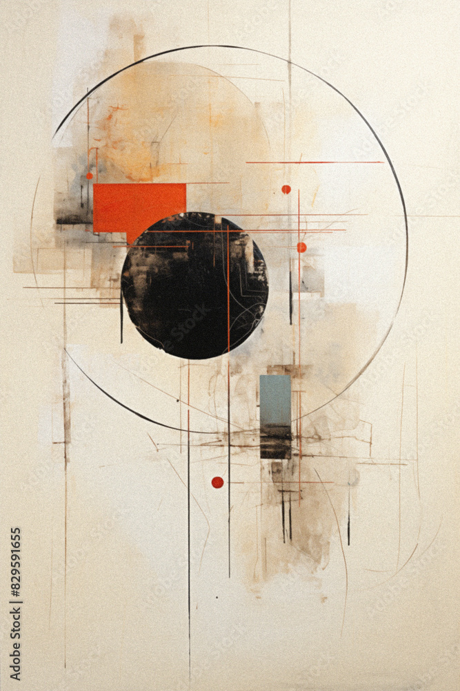 Obraz premium Bauhaus Inspired Abstract Geometric Poster, Eclectic Minimalist Art