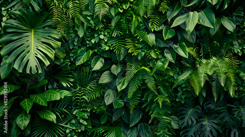 rich jungle greenery texture background. Generative AI.