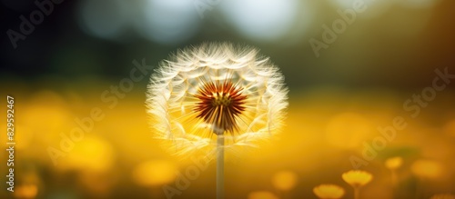 Macro image of a yellow dandelion with a full screen copy space image