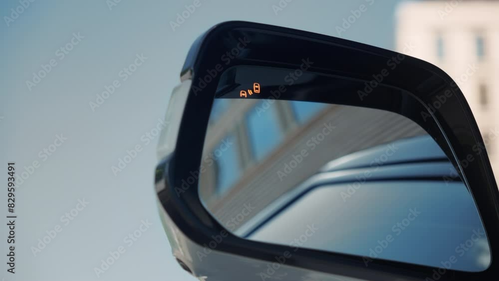 Turning on the blind spot warning BSW system on the side mirror of a