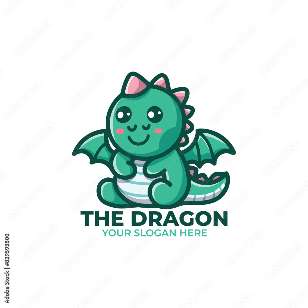 Cute Dragon Logo Vector Design Cute Dragon Logo Vector Design