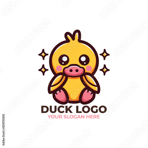 Cute Duck Logo Vector Design