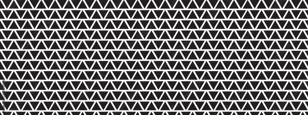 Perforated or corrugated surface with triangular holes. Repeating black triangles on white background. Pegboard, radiator or speaker grid texture. Abstract mosaic pattern. Vector graphic illustration Perforated or corrugated surface with triangular holes. Repeating black triangles on white background. Pegboard, radiator or speaker grid texture. Abstract mosaic pattern. Vector graphic illustration
