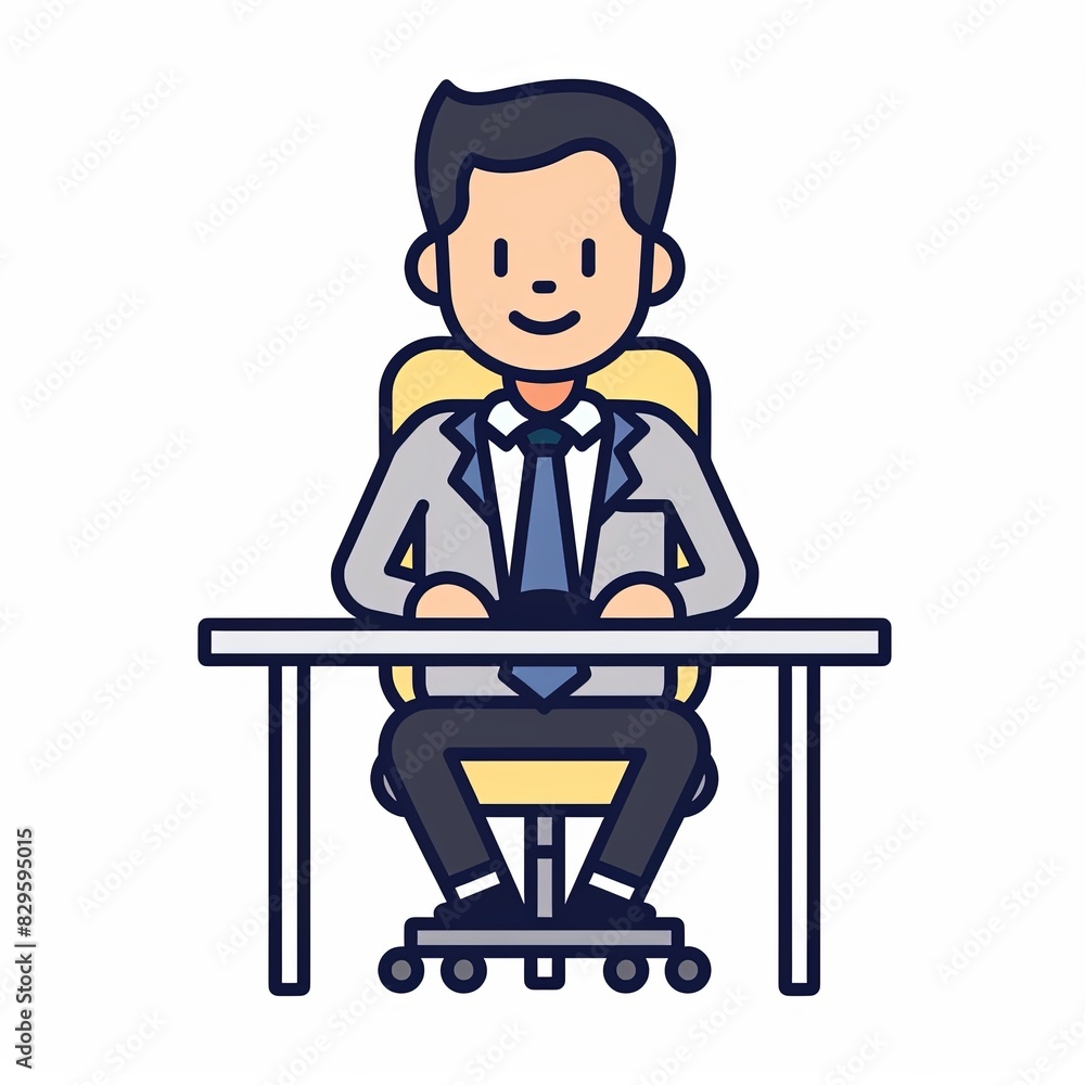 A man is sitting at a desk with a smile on his face A man is sitting at a desk with a smile on his face
