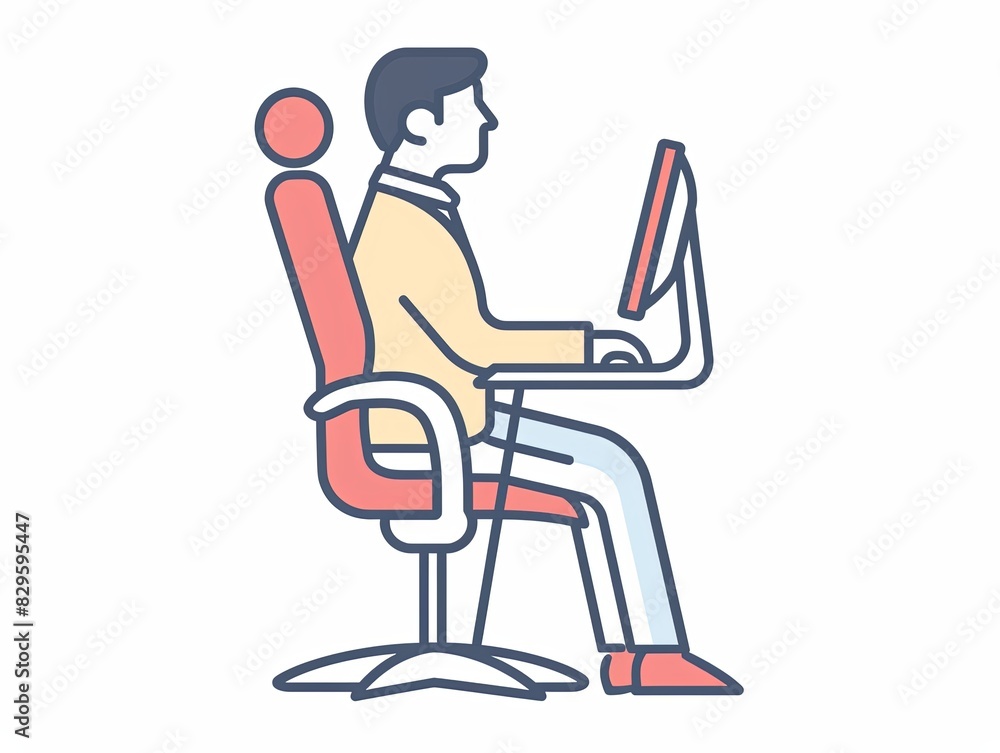 A man is sitting in a chair in front of a computer monitor A man is sitting in a chair in front of a computer monitor