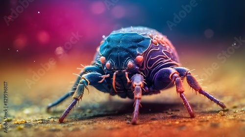 Close-up of a colorful dust mite photo