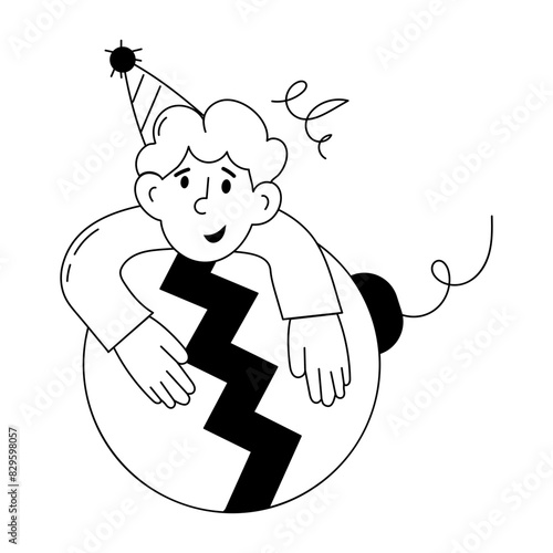 Ready to use doodle mini illustration of christmas party 