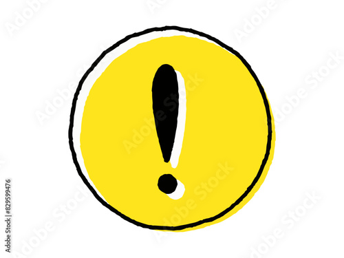 ゆるい手描きの注意アイコン（丸）