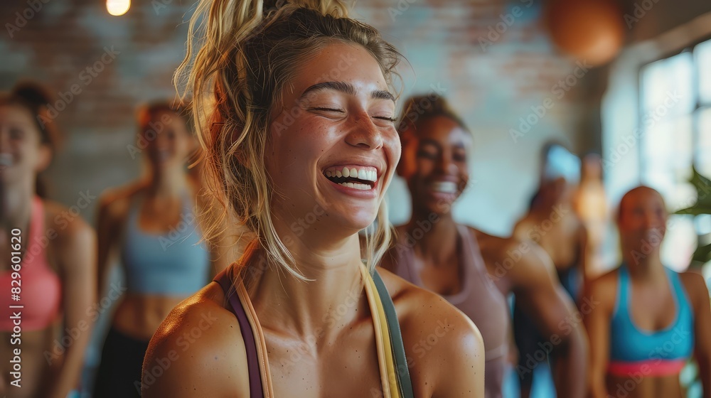 Girl: Fitness at the gym for training. Laughing and friends