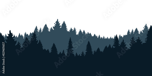 fir tree forest border silhouette isolated vector illustration
