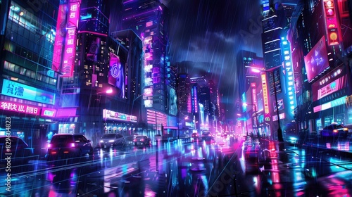 Illuminated futuristic cityscape with neon signs. --chaos 10 --ar 16:9 Job ID: 7df31c06-789d-451c-98bf-9d890e6d97b1