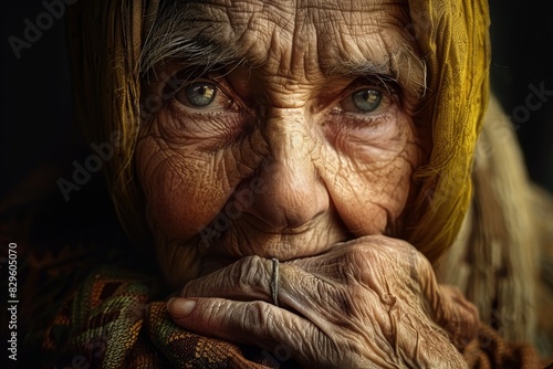 Senior Woman - Weathered Wisdom  Portrait of a Resilient Elderly Lady