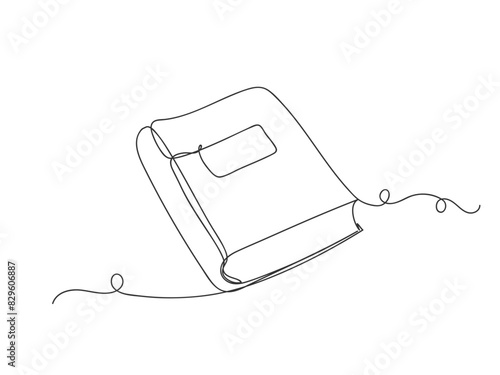 Book continuous one line art isolated vector illustration.