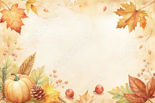 Note Page Template background with autumn season theme border