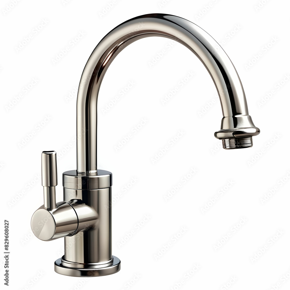 steel faucet on white background. Mixer cold hot water. Modern faucet bathroom. Kitchen tap . Isolated white background. Side view. steel faucet on white background. Mixer cold hot water. Modern faucet bathroom. Kitchen tap . Isolated white background. Side view.
