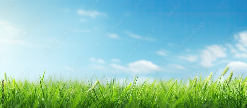 Fototapeta premium A scenic green nature background with a grass field provides a calm and refreshing copy space image