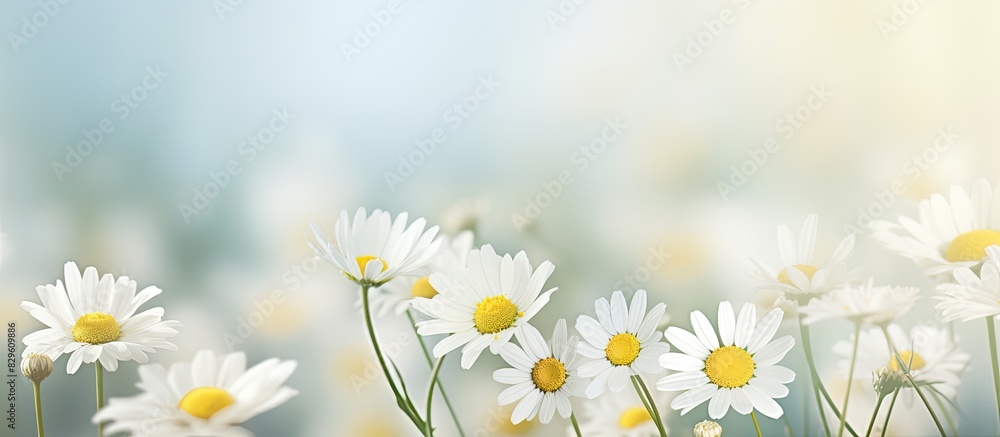 White chamomile flowers with copy space image