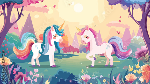 children educational game with cute unicorns. Vector