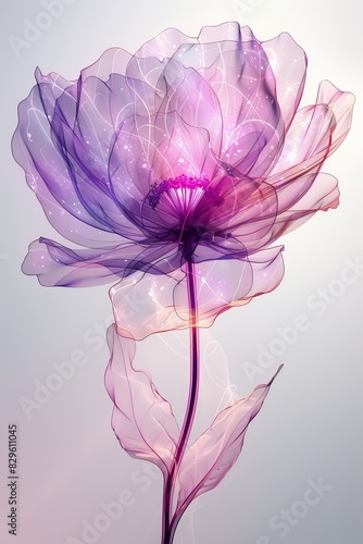 Pink Flower With Purple Petals on White Background