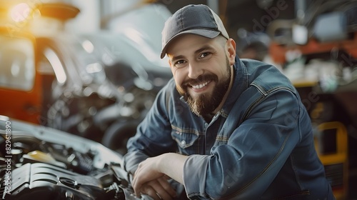 Happy Young Mechanic Excels in Vivid Workshop Career Success and Joy in the Automotive Industry