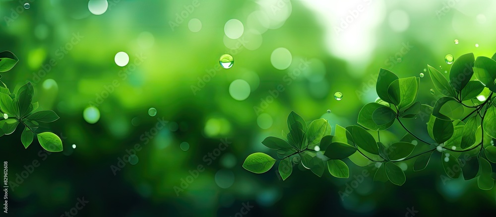 Green Leaf background Blurred leaves and circular bokeh Abstract wallpaper for backdrop and design. Copy space image. Place for adding text and design Green Leaf background Blurred leaves and circular bokeh Abstract wallpaper for backdrop and design. Copy space image. Place for adding text and design