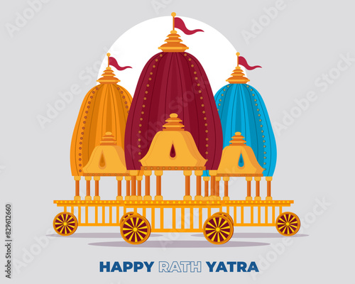 Ratha Yatra of Lord Jagannath Balabhadra and Subhadra
on rathayatra in odisha festival vector illustration.
