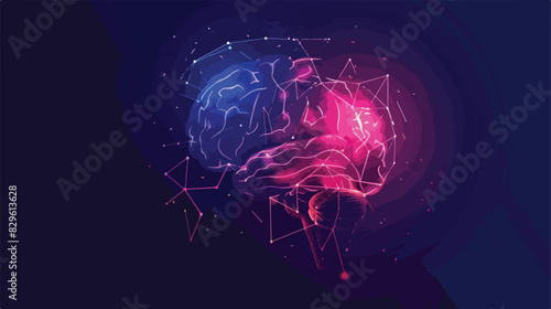 Concept of a human brain from luminous points and lin