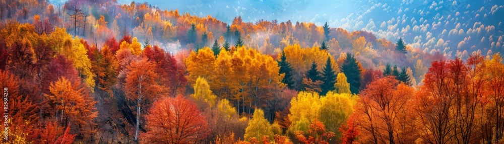 Vibrant Autumn Forest Landscape with Foliage