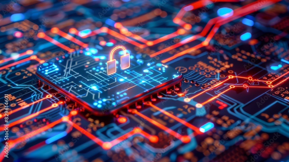Digital Security Lock on Circuit Board Digital Security Lock on Circuit Board