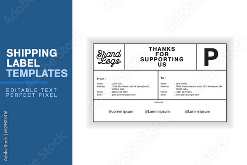 Custom Shipping Label Design Template with Sender, Recipient, Package Details