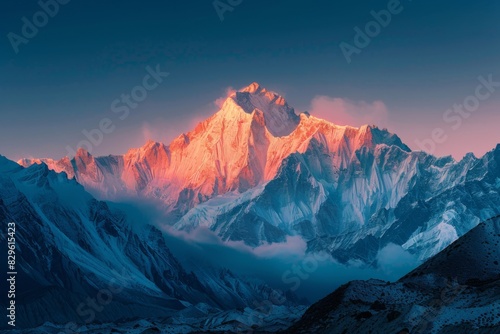 Majestic Mountain Range at Sunset with Fiery Sky