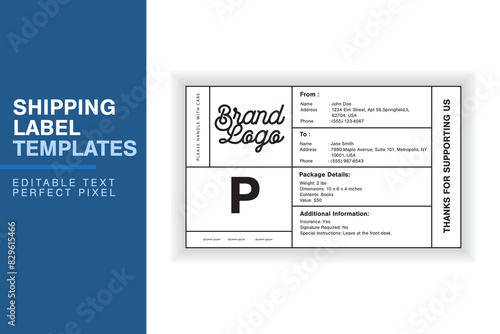 Custom Shipping Label Design Template with Sender, Recipient, Package Details