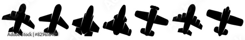 set collections plane black silhouette icon. airplane symbol vector illustration