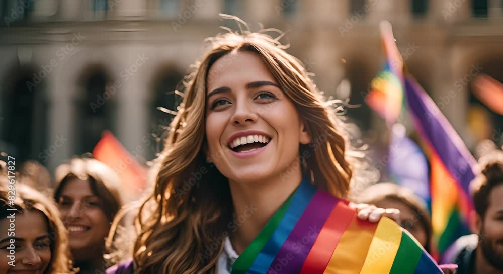 Woman in LGBT protest. Woman in LGBT protest.