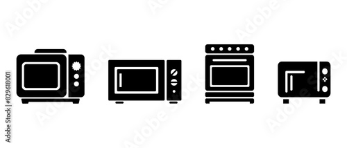 Microwave oven isolated on white background, home appliances , Kitchen oven black filled vector Illustration icon