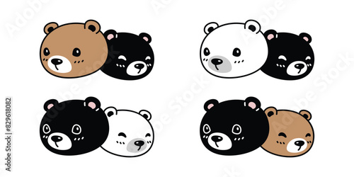 Bear polar icon brown teddy vector face head pet cartoon character logo symbol illustration clip art isolated design
