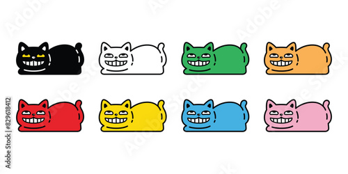 cat vector kitten smile face icon calico neko pet cartoon character colorful munchkin illustration symbol clip art isolated design