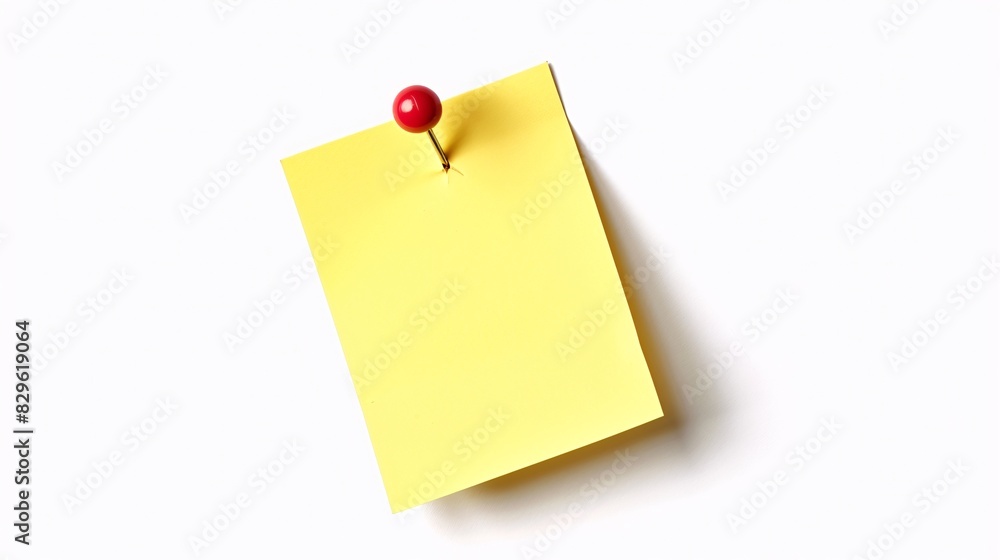 A high-resolution 4K image of a yellow sticky note pinned on a white background A high-resolution 4K image of a yellow sticky note pinned on a white background