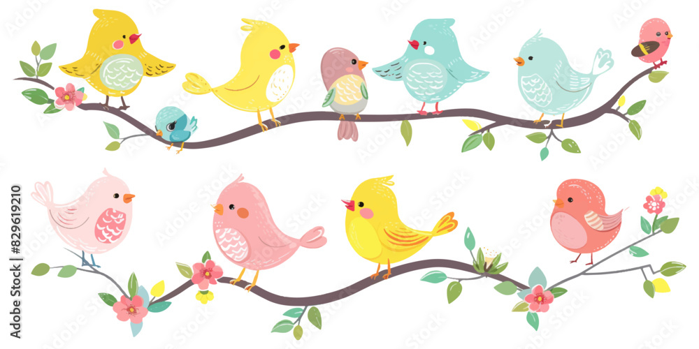 Vector illustration of bird set on white background Vector illustration of bird set on white background