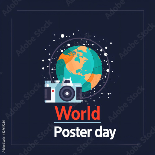 World Photography Day vector banner and logo. Celebrate Nature Photography Day with our social media post template featuring a line art camera design. Perfect for World Photography Day!
