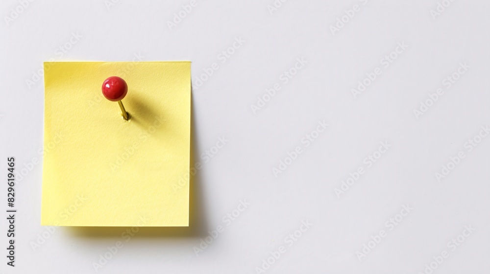 A high-resolution 4K image of a yellow sticky note pinned on a white background A high-resolution 4K image of a yellow sticky note pinned on a white background
