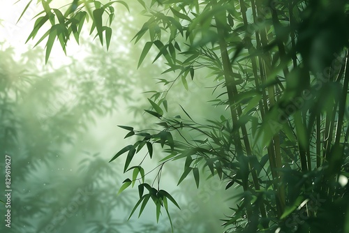 A peaceful bamboo forest with light filtering through the leaves