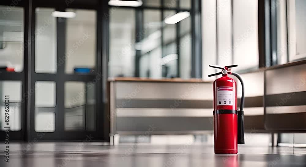 Fire extinguisher in an office. Fire extinguisher in an office.