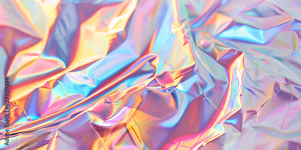 Blurry abstract pastel iridescent holographic foil background
