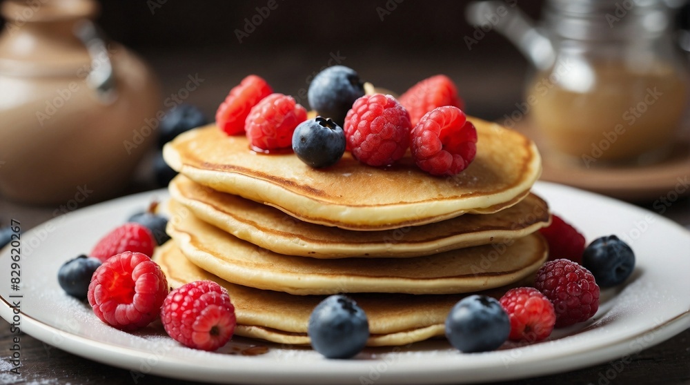 stack of pancakes with raspberries stack of pancakes with raspberries