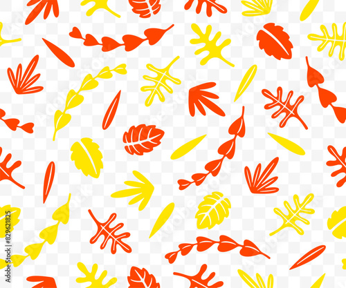 Autumn leaves, seamless vector background. Leaf, plant, nature, foliage and flora, pattern, vector design and illustration